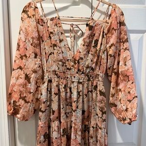 Astr Floral Maxi Dress in Pink and Brown
